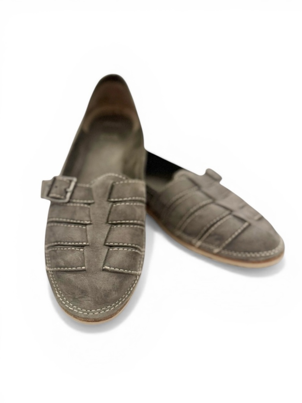Frye Milly Fisherman Women's Charcoal Leather Slip-on Leather Flats Size 9.5 - Picture 1 of 11